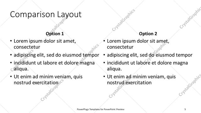 Comparison presentation slide layout