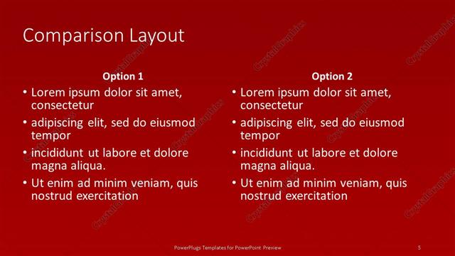 Comparison presentation slide layout