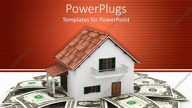  Presentation with cost - 3D rendering of bungalow surrounded by dollar bills
