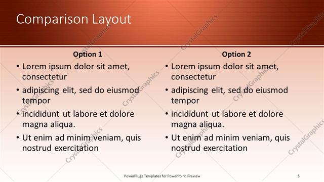 Comparison presentation slide layout