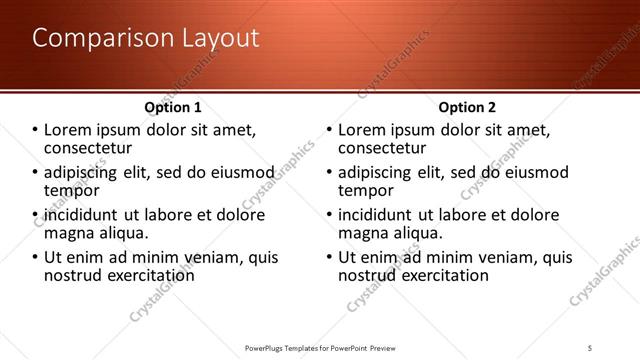 Comparison presentation slide layout