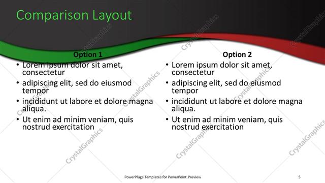 Comparison presentation slide layout