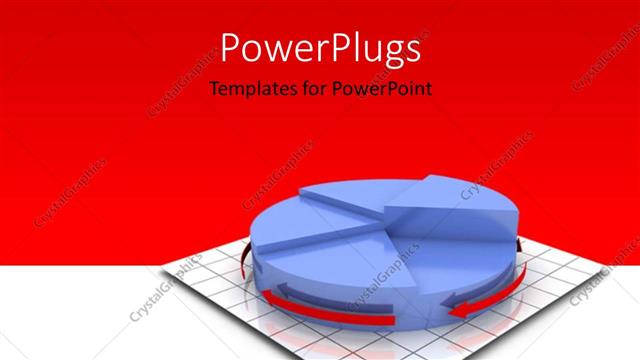  Presentation with lines - 3D rendering of pie chart on grid lines with red and white background