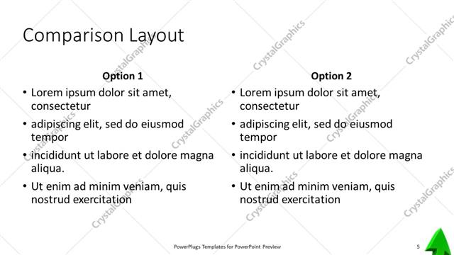 Comparison presentation slide layout