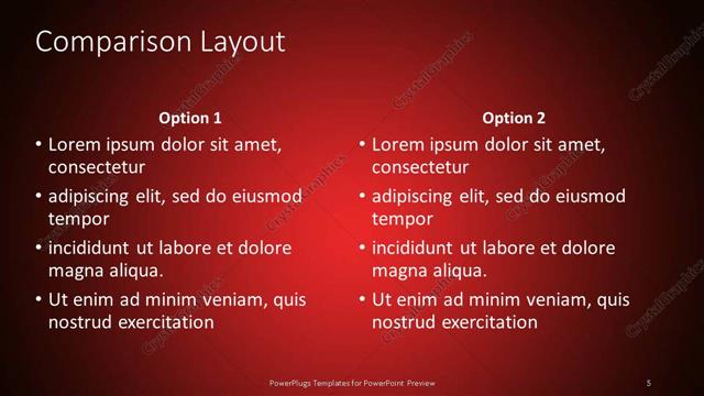 Comparison presentation slide layout