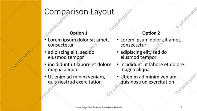 Comparison presentation slide layout