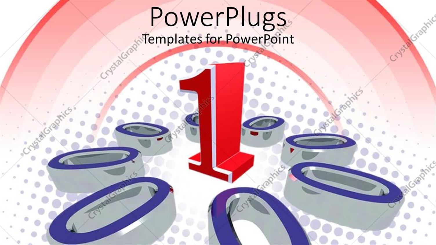 Featuring 3D Rendering of Zeros Surround Distinct Red Number One