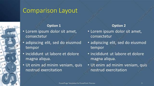 Comparison presentation slide layout