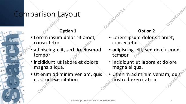 Comparison presentation slide layout