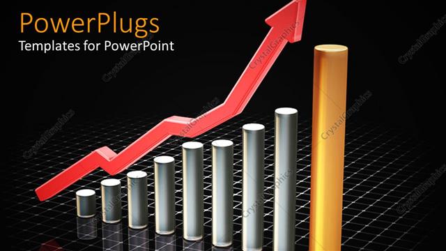  Presentation with black business - 3D shart showing rising profits in business on black background