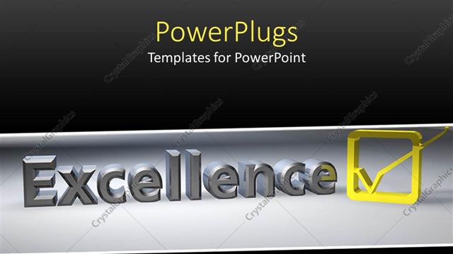  Presentation with colored - 3D silver colored excellence text on a silver and black background