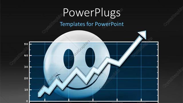  Presentation with character - 3D smiley character on the background of a chart with an arrow