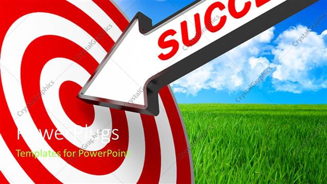  Presentation with target - 3D success arrow hits bulls eye of red and white target