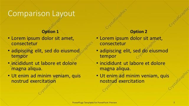 Comparison presentation slide layout