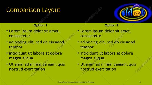 Comparison presentation slide layout