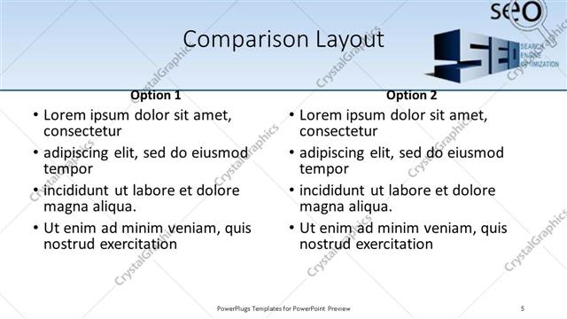 Comparison presentation slide layout