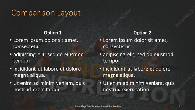 Comparison presentation slide layout