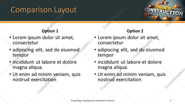 Comparison presentation slide layout