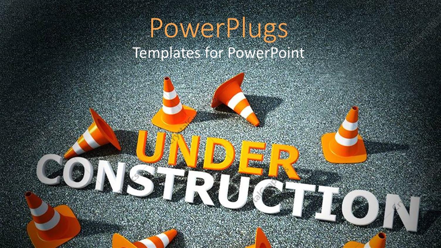 Featuring 3D Traffic Canes on Asphalt with Under Construction Logo