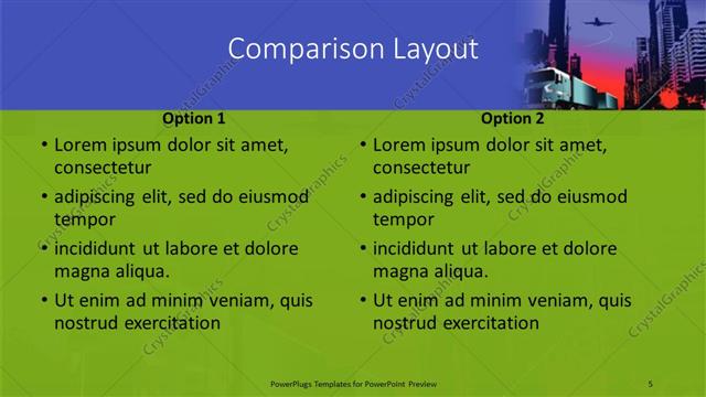 Comparison presentation slide layout