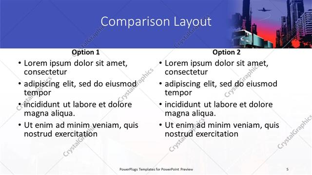 Comparison presentation slide layout