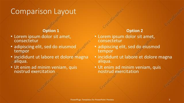 Comparison presentation slide layout