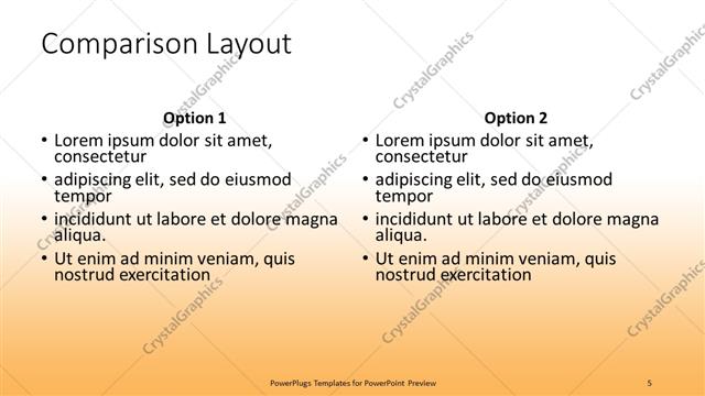 Comparison presentation slide layout