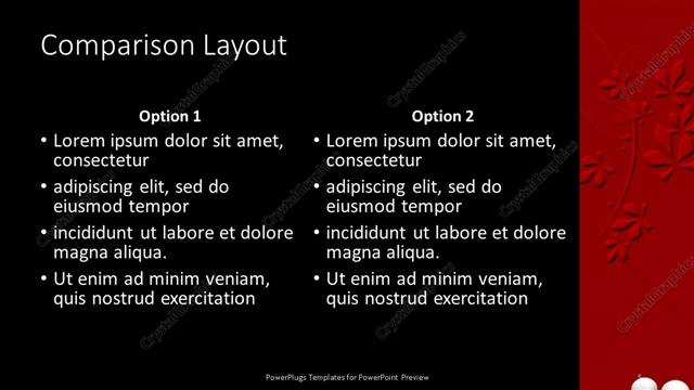 Comparison presentation slide layout
