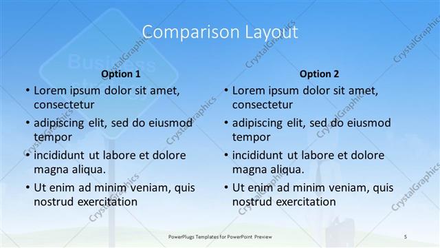 Comparison presentation slide layout