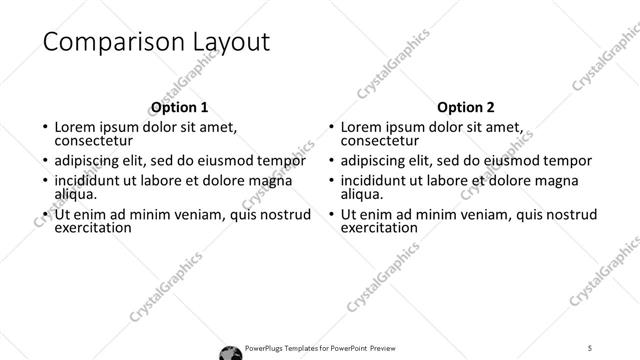 Comparison presentation slide layout
