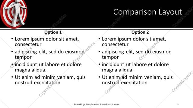 Comparison presentation slide layout