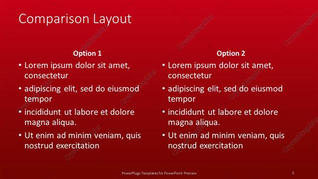 Comparison presentation slide layout