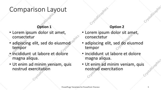 Comparison presentation slide layout