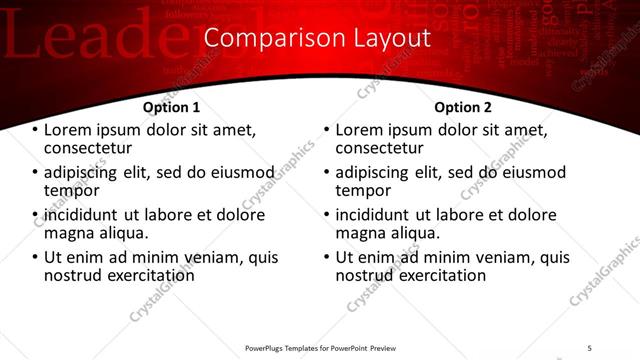 Comparison presentation slide layout