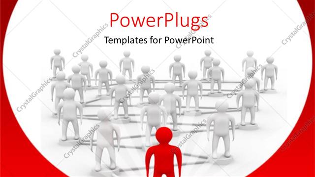  Presentation with together - 3D white figures connected together and to a red figure depicting leadership concept