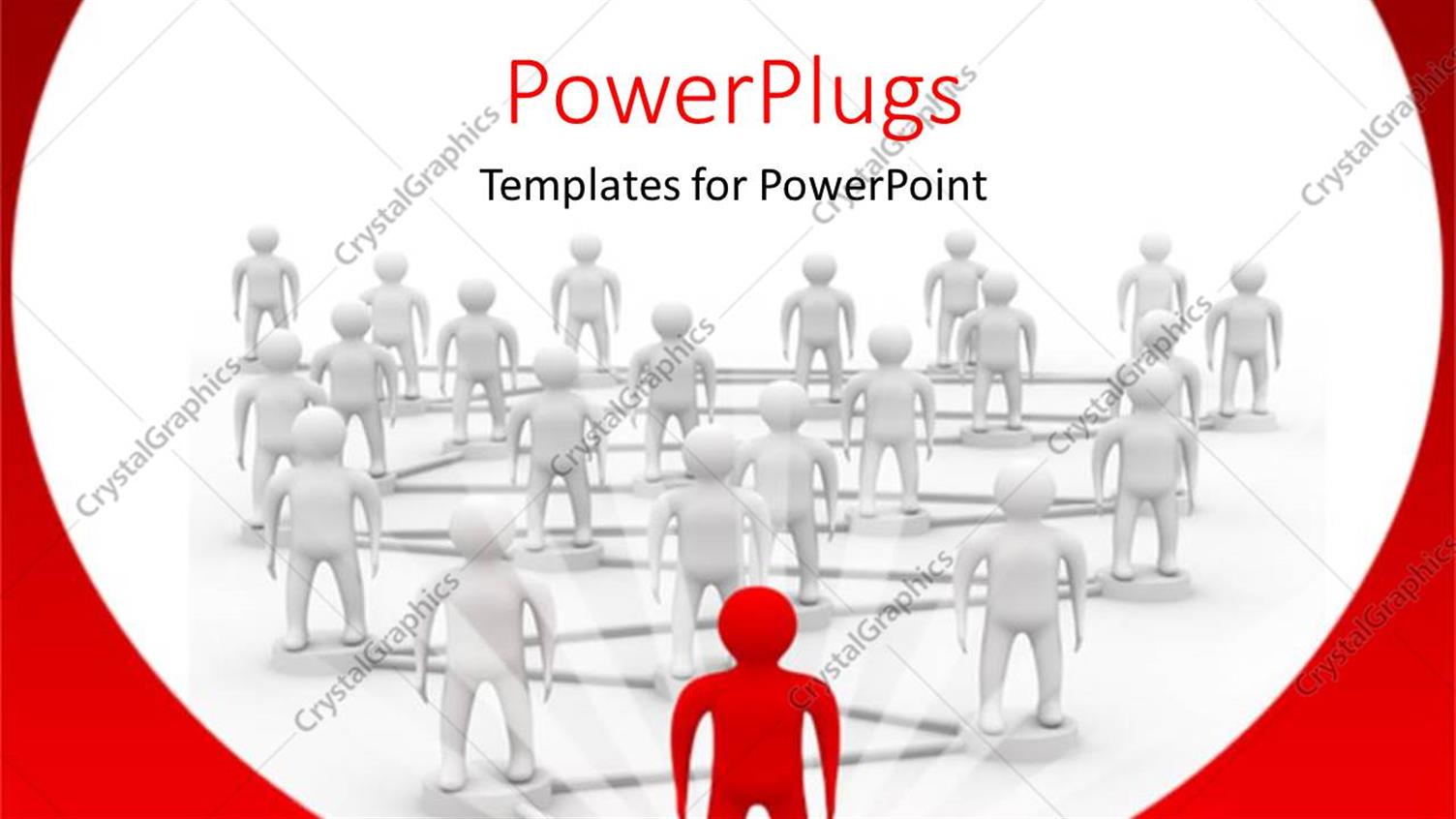 Featuring 3D White Figures Connected Together and to a Red Figure Depicting Leadership Concept