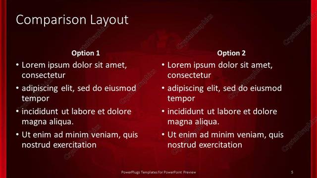 Comparison presentation slide layout