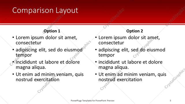 Comparison presentation slide layout