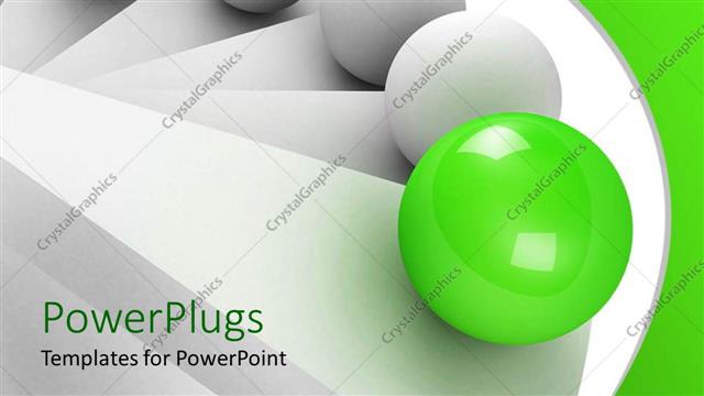  Presentation with white green - 3D white stair steps and balls climbing up the stairs, leadership concept with green glowing ball leading four white balls up the stairs