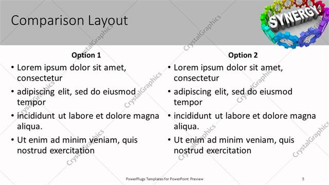 Comparison presentation slide layout