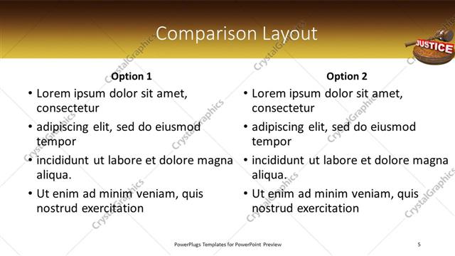 Comparison presentation slide layout