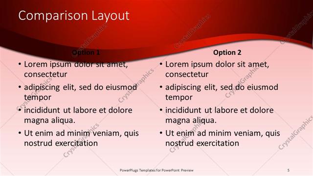 Comparison presentation slide layout