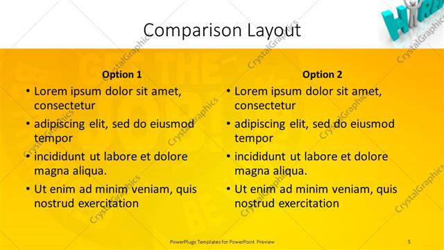 Comparison presentation slide layout