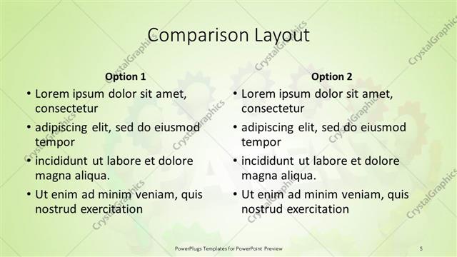 Comparison presentation slide layout