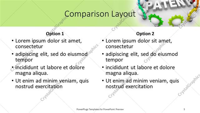Comparison presentation slide layout