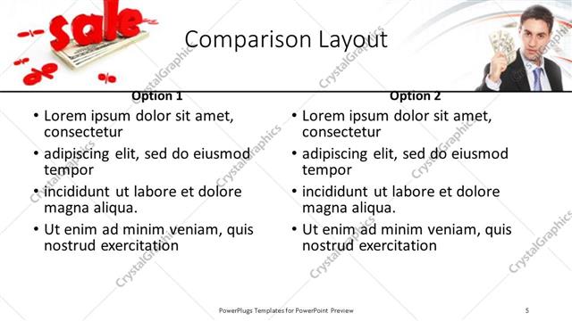 Comparison presentation slide layout