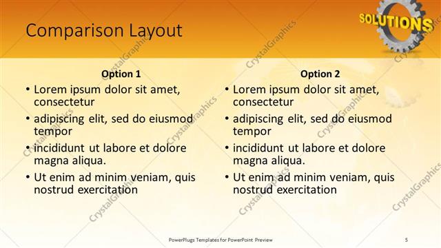 Comparison presentation slide layout