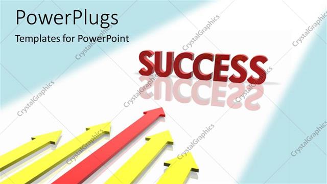  Presentation with reflection - 3D word SUCCESS with reflection in background and colored arrows