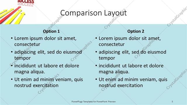 Comparison presentation slide layout