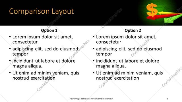 Comparison presentation slide layout